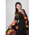 Boho Style Ukrainian Embroidered Midi Broad Dress Black with Pink/Yellow Embroidery